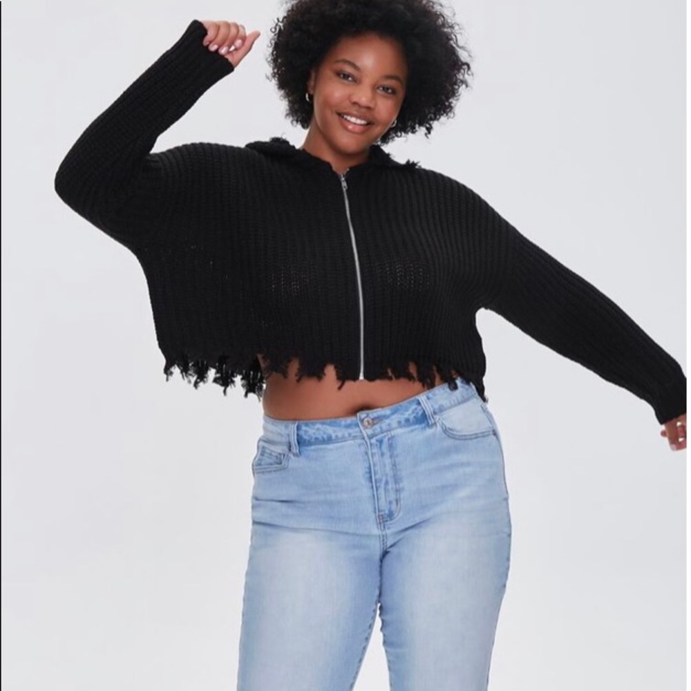 Forever 21 Cropped sweater knit hoodie.
